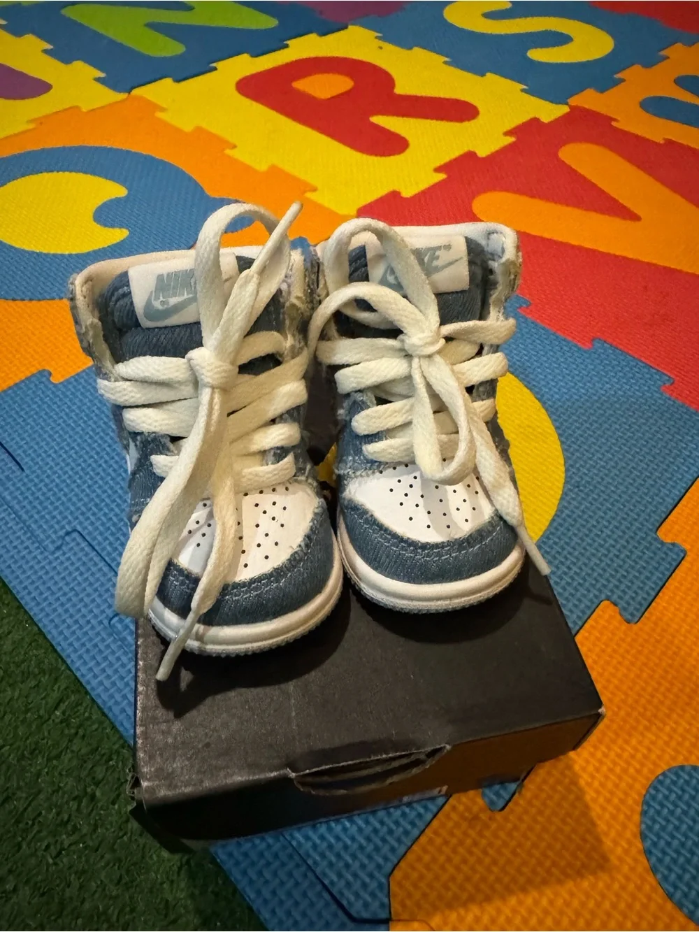 Jordan Kids High-Top Sneakers in White and Denim Blue